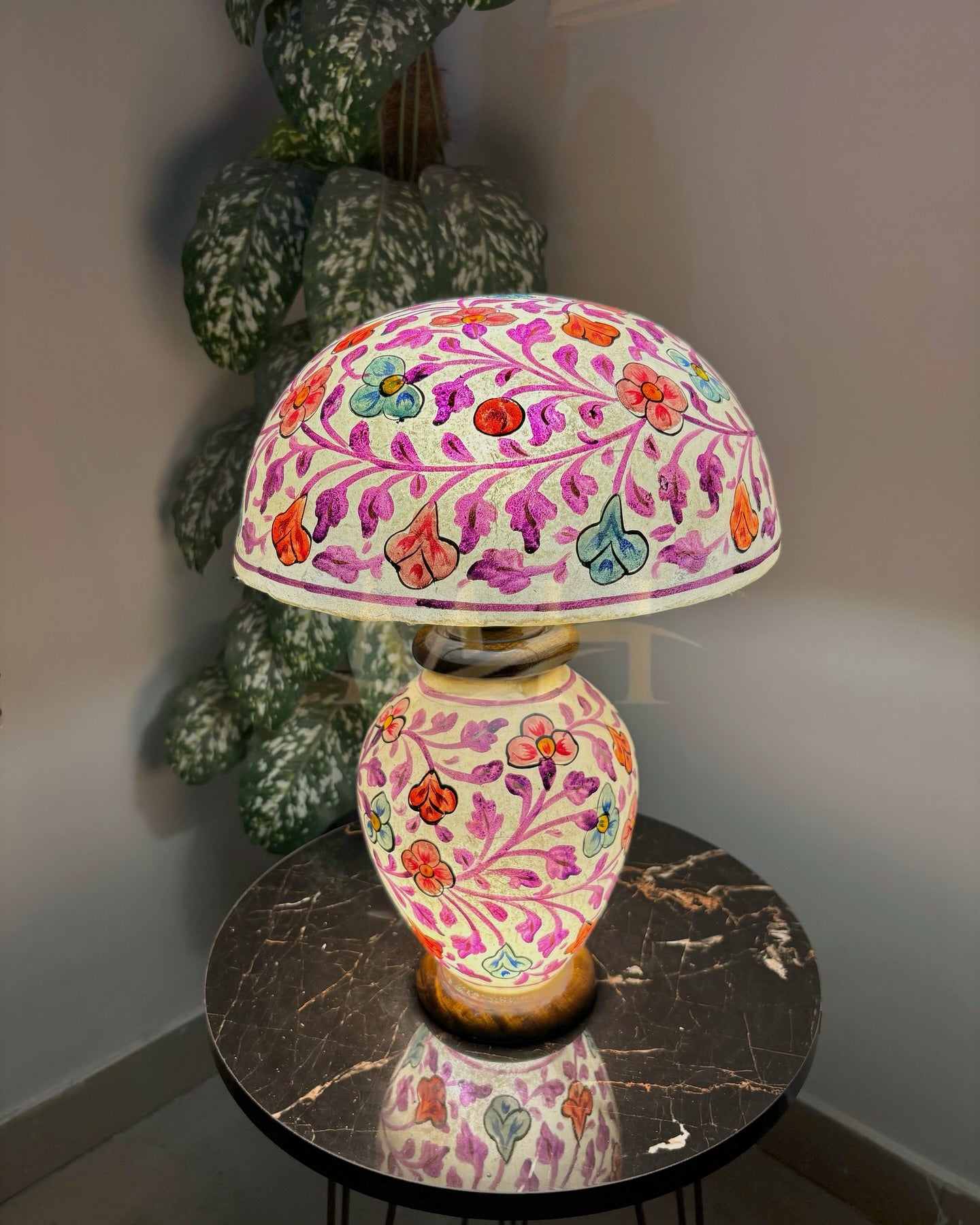 Floral Mashroom Camel Skin Lampshade
