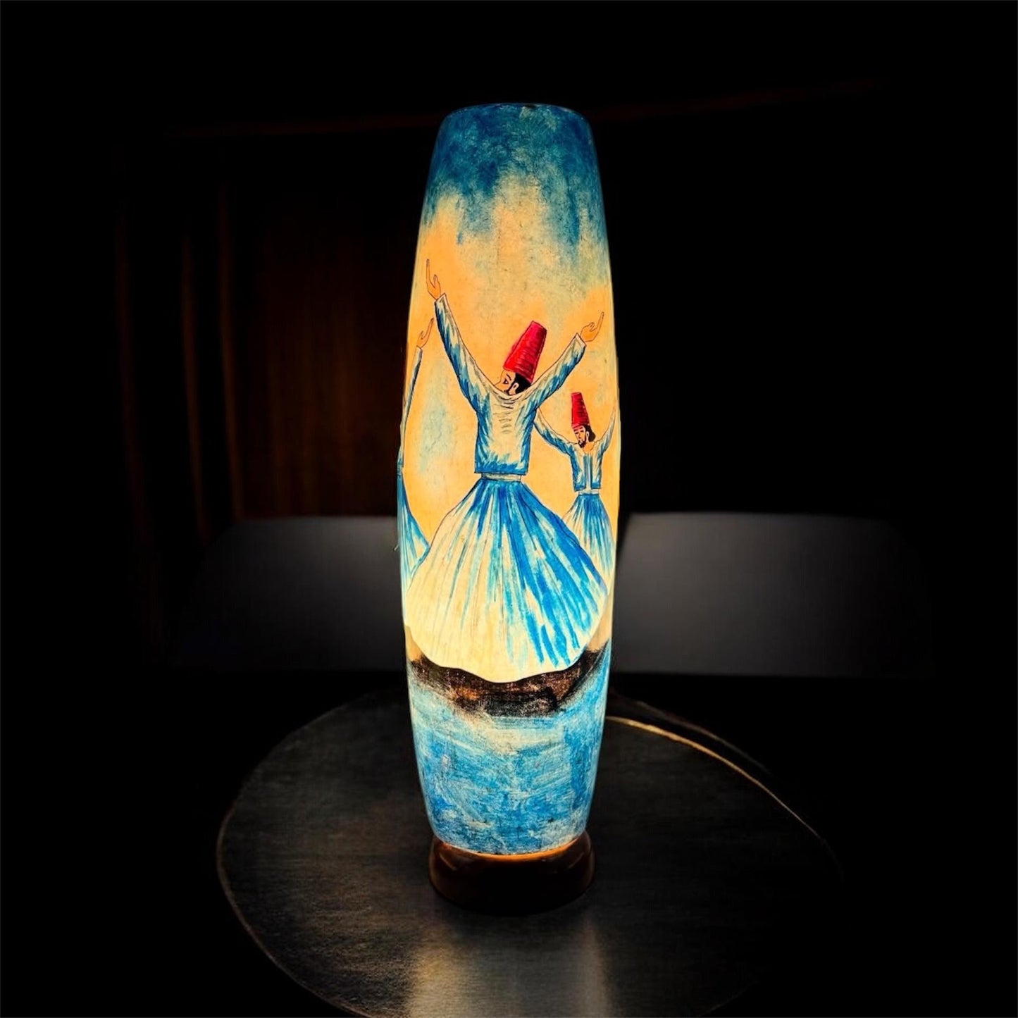 Blue Sufism Camel Skin Bottle Lamp