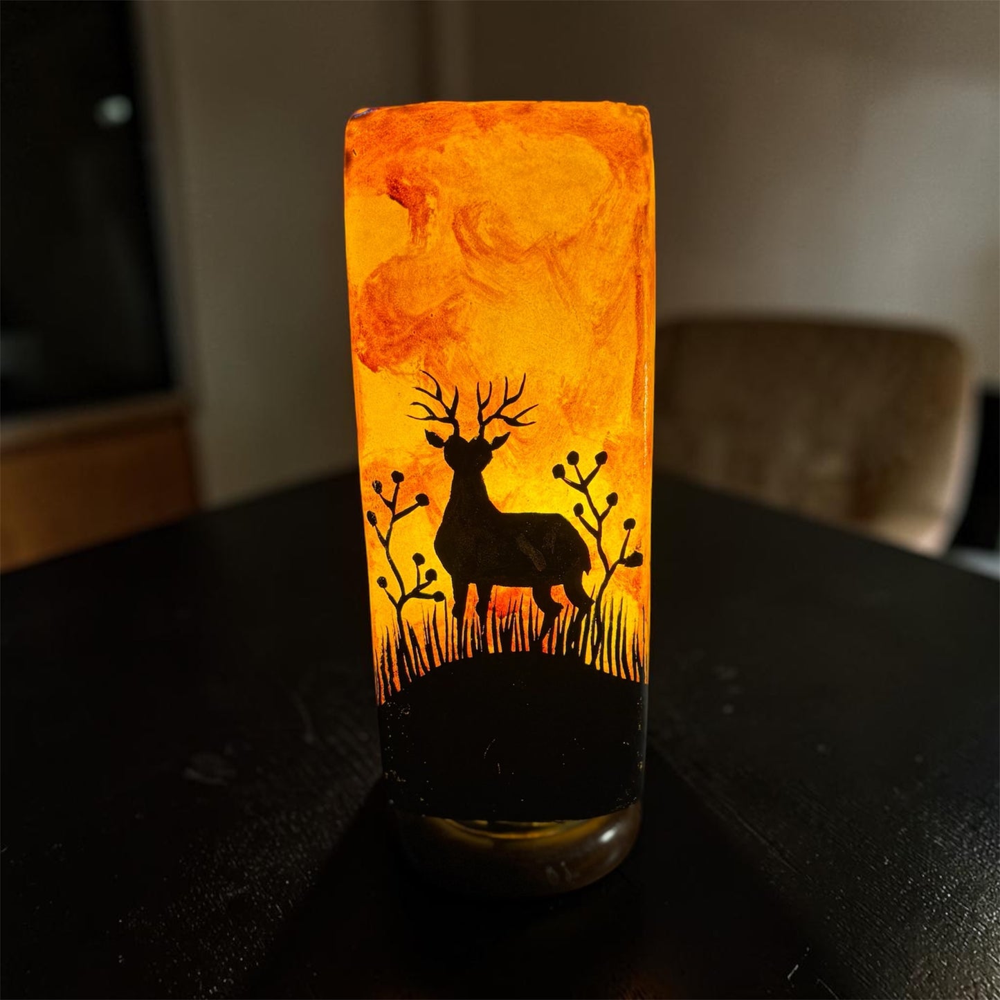 Deer Camel Skin Glass Lamp