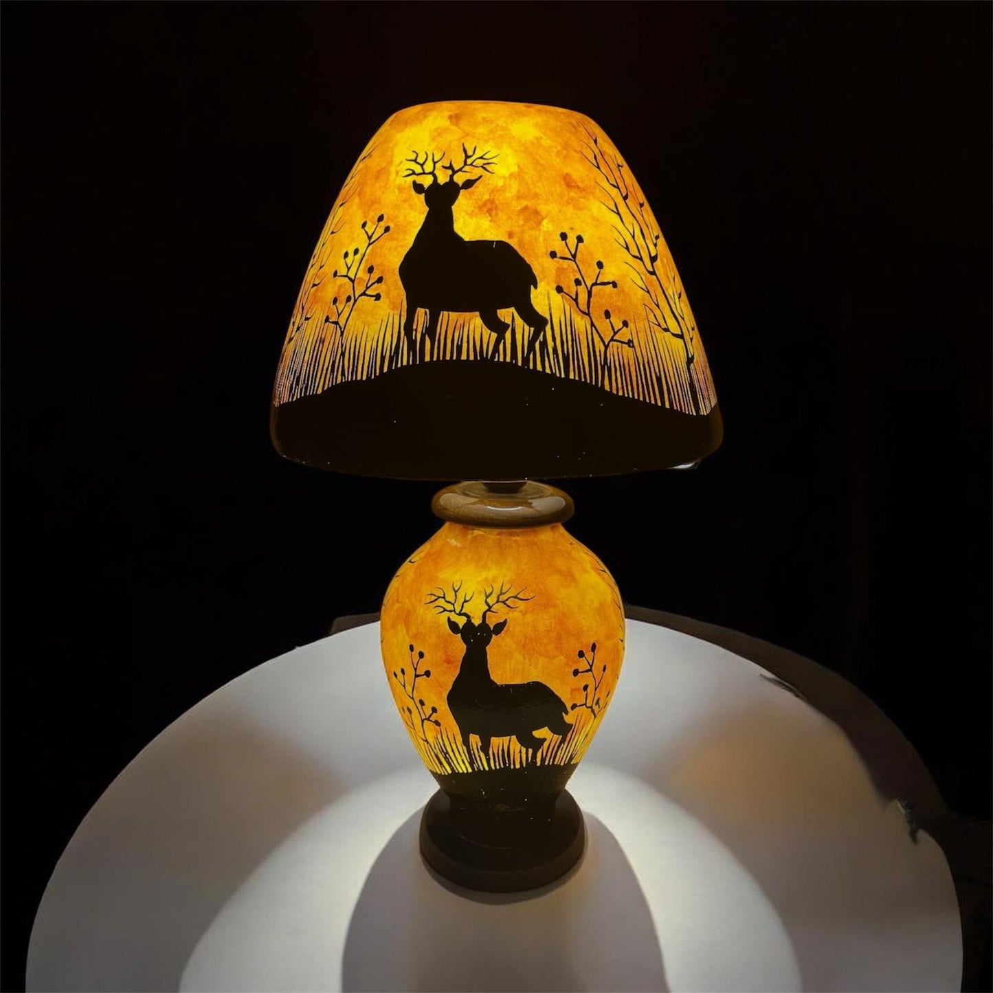 Double Deer Camel Skin Lampshade