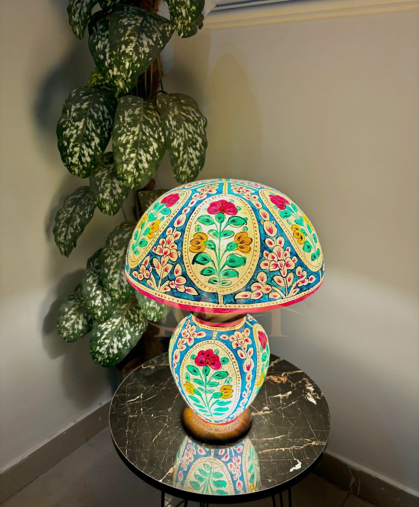 Floral Mashroom Camel Skin Lampshade