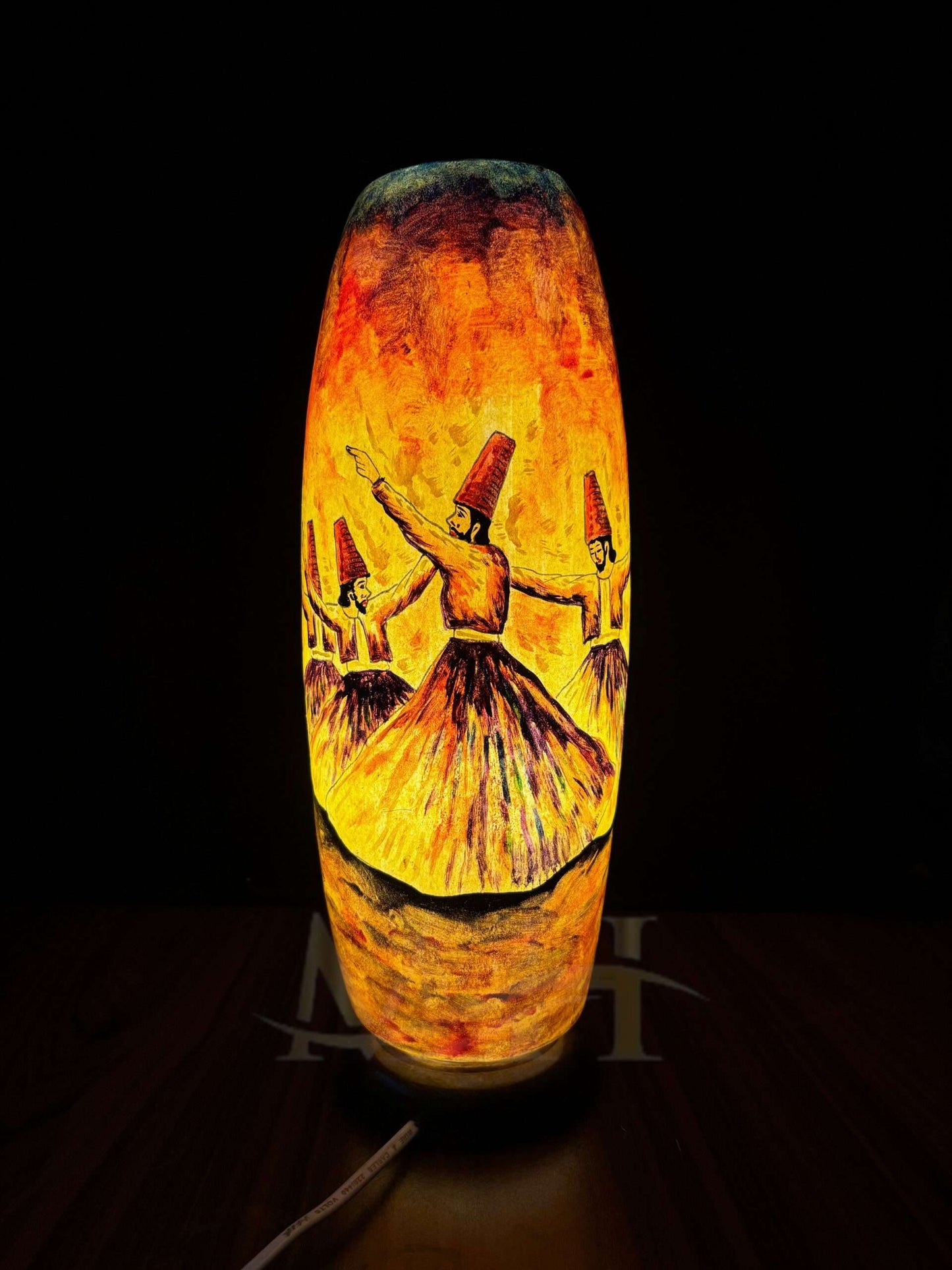 Orange Sufism Camel Skin Bottle Lamp