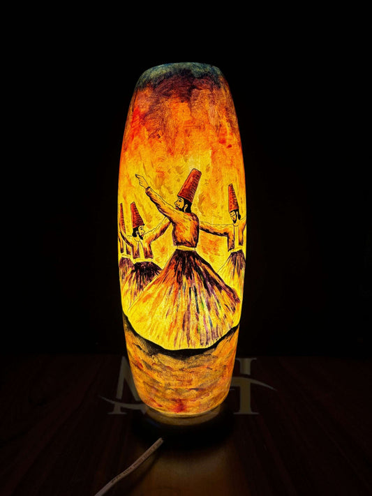 Orange Sufism Camel Skin Bottle Lamp