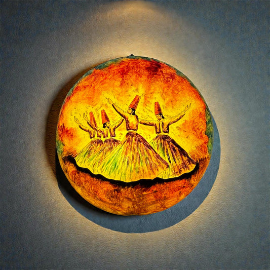 Orange Sufism Camel Skin Wall Plate Lamp