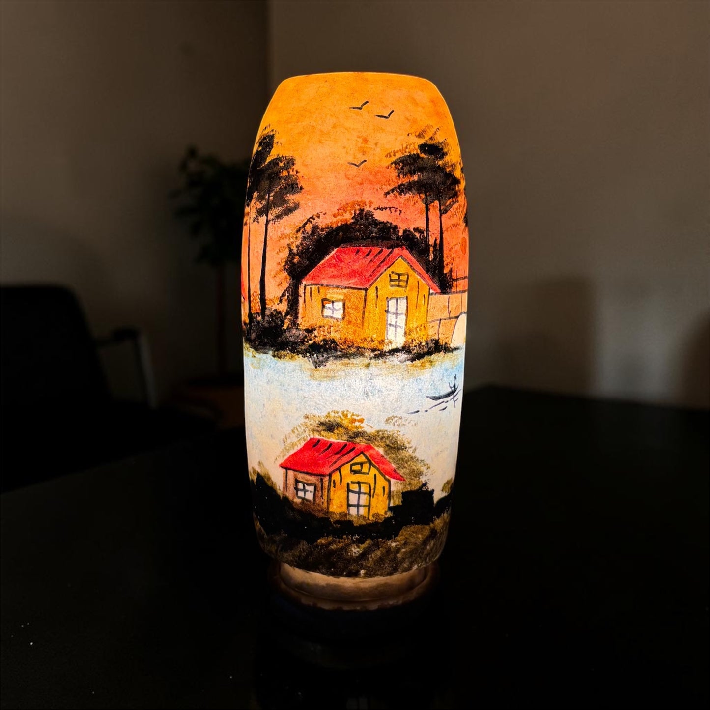 Cottage Camel Skin Bottle Lamp