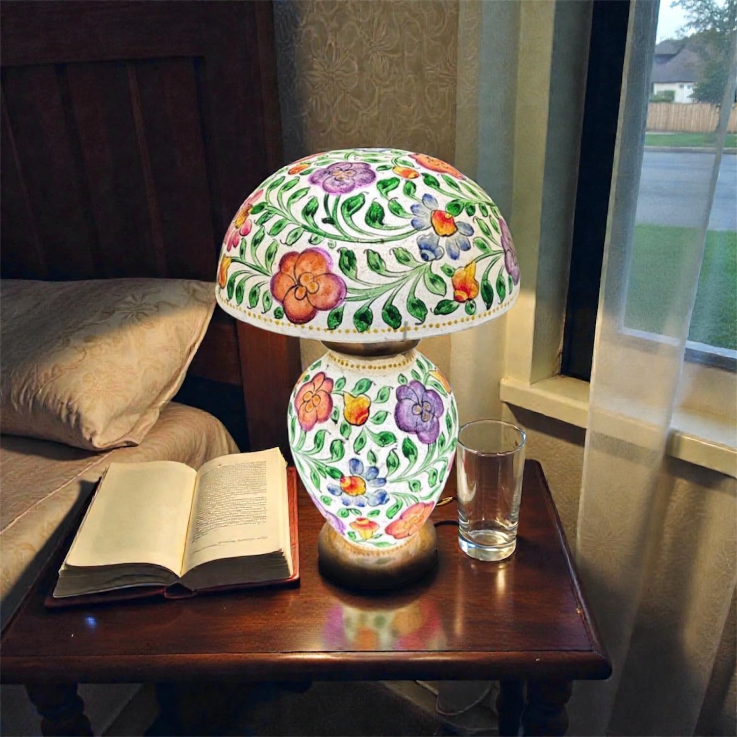Floral Mashroom Camel Skin Lampshade