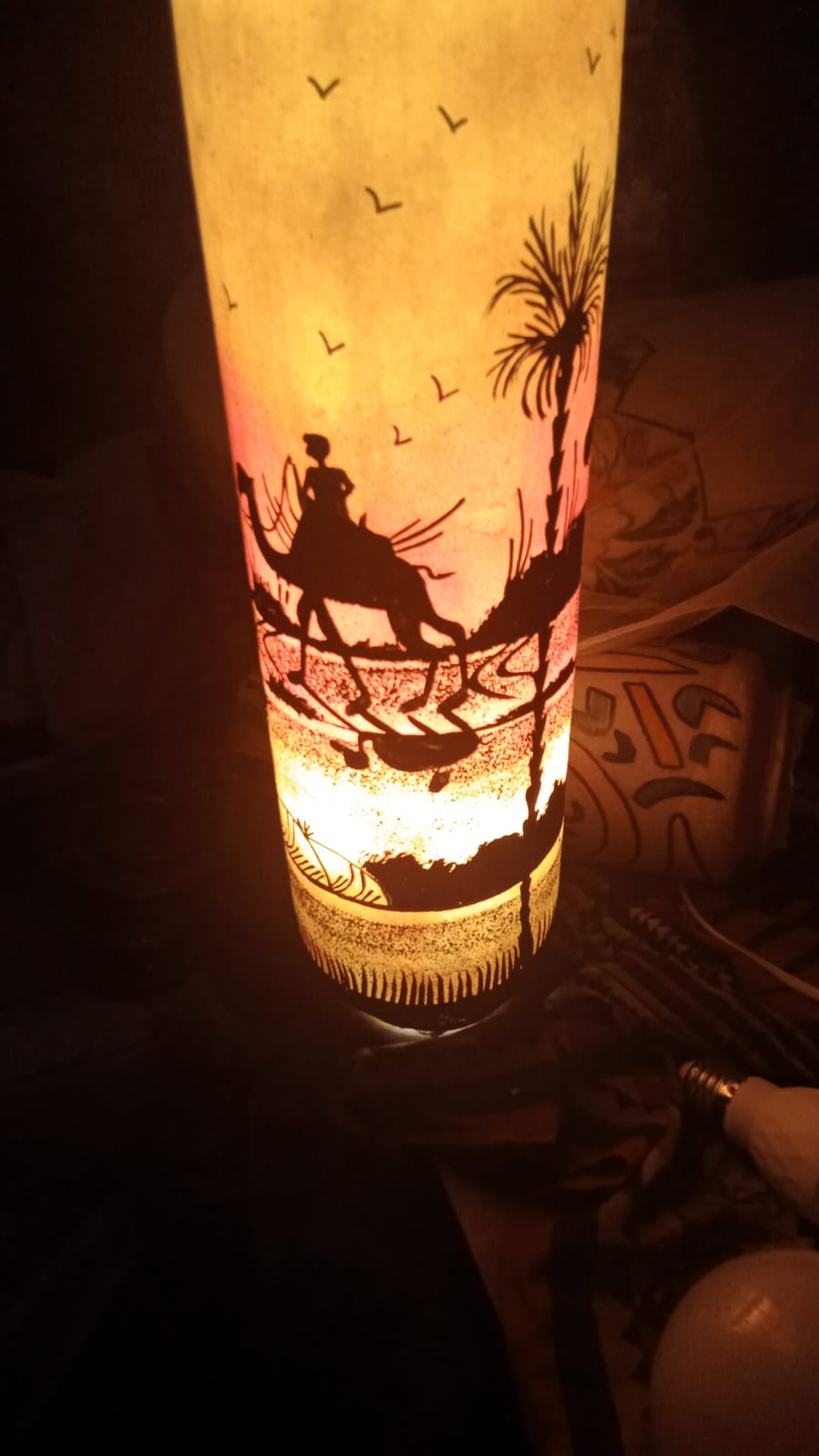 Orange Camel Skin Glass Lamp