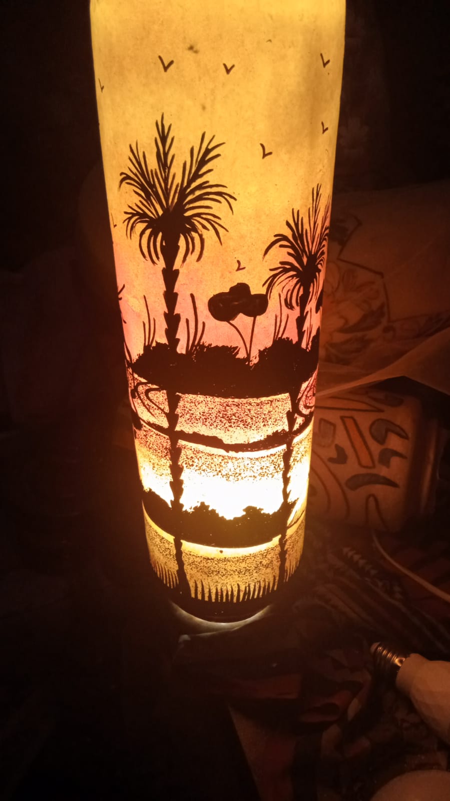 Orange Camel Skin Glass Lamp