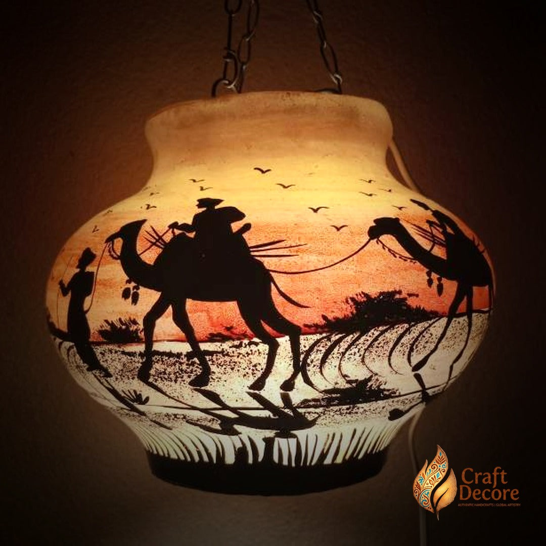 Ceiling Hanging Camel Skin Lamp – Sunset Caravan