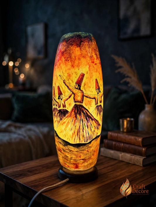 Orange Sufism Camel Skin Bottle Lamp