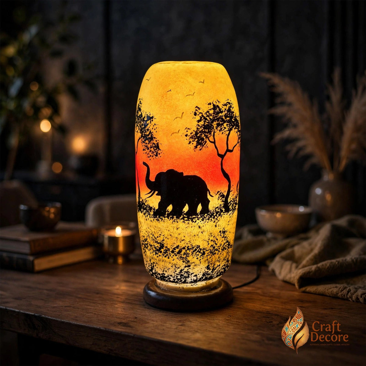 Orange Camel Skin Bottle Lamp