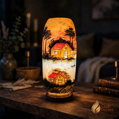 Cottage Camel Skin Bottle Lamp