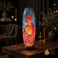 Blue & Red Sufism Camel Skin Bottle Lamp