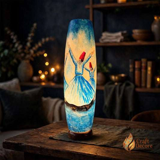 Blue Sufism Camel Skin Bottle Lamp