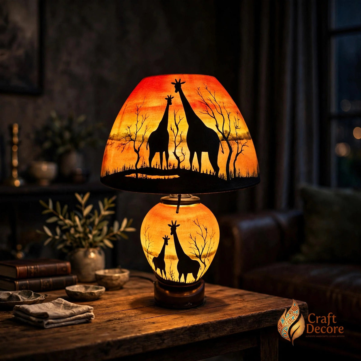 Double Deer Camel Skin Lampshade