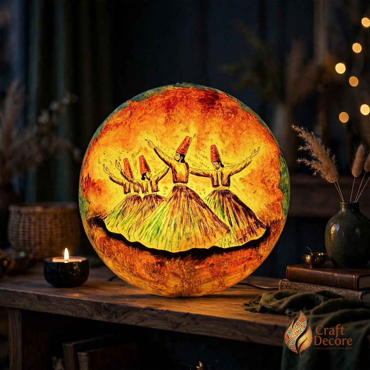 Orange Sufism Camel Skin Wall Plate Lamp