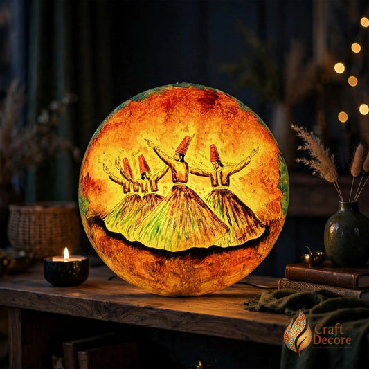 Orange Sufism Camel Skin Wall Plate Lamp