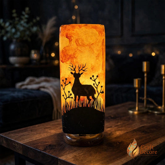 Deer Camel Skin Glass Lamp