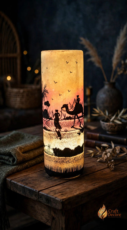 Orange Camel Skin Glass Lamp