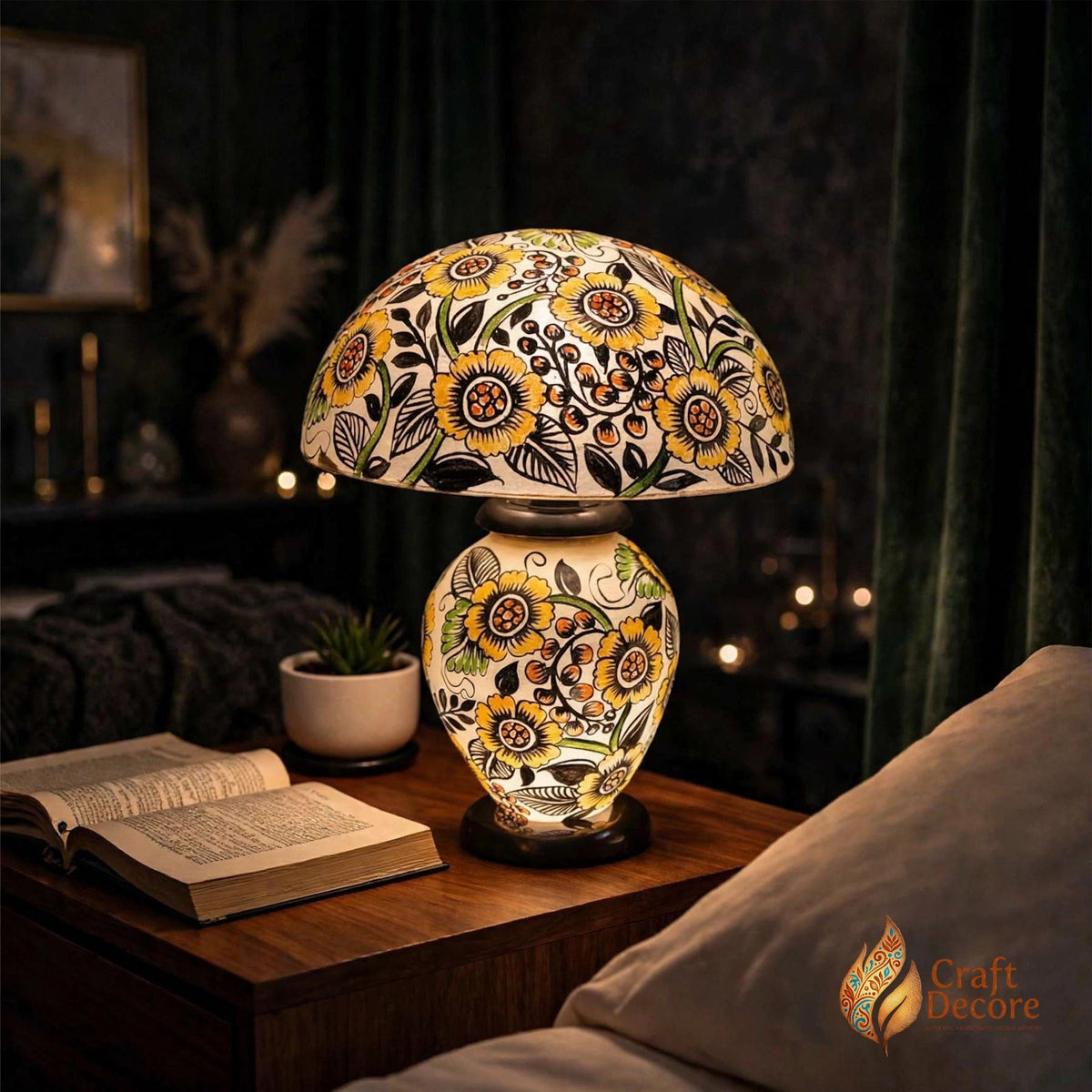 Floral Camel Skin Lampshade