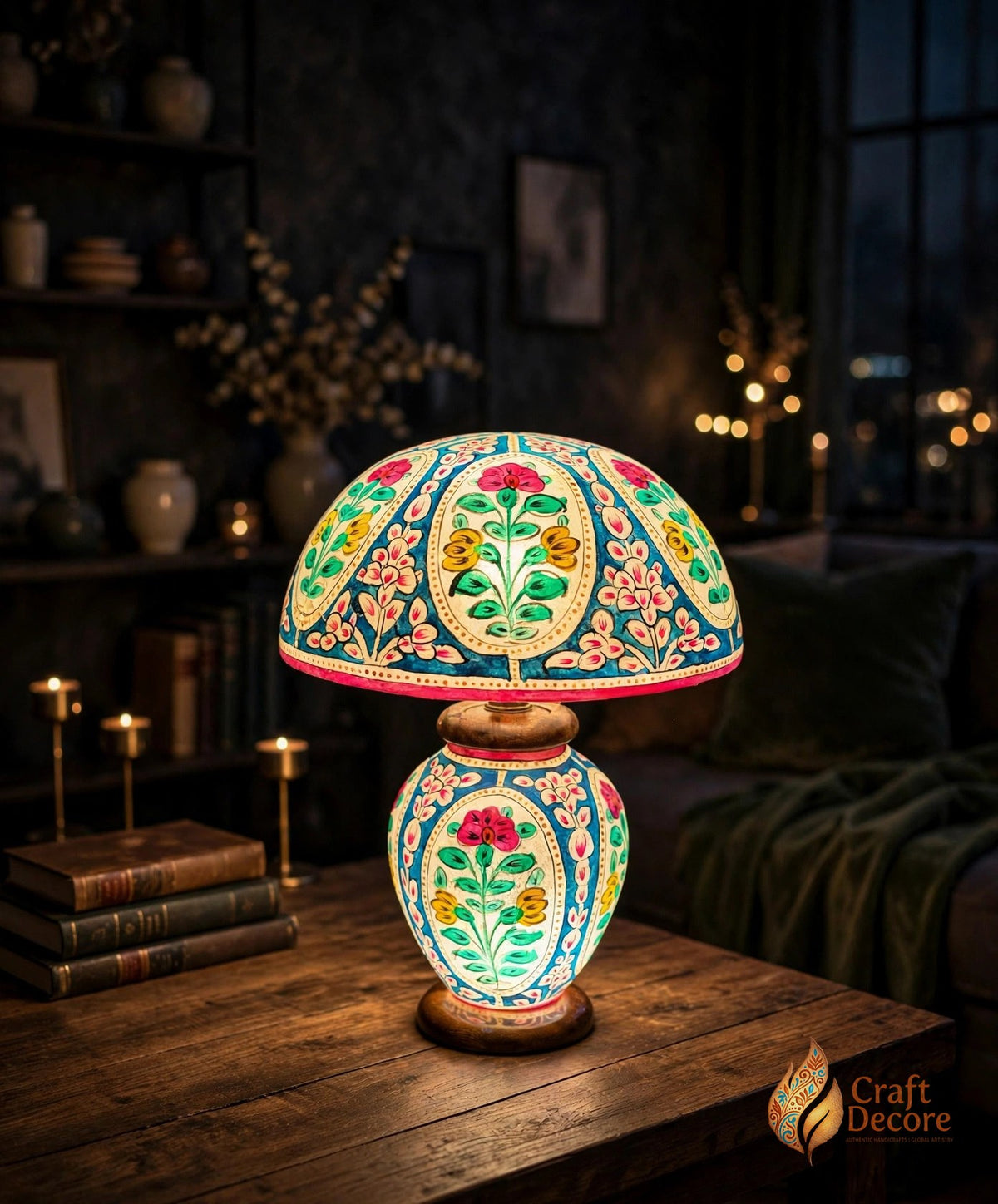 Floral Mashroom Camel Skin Lampshade