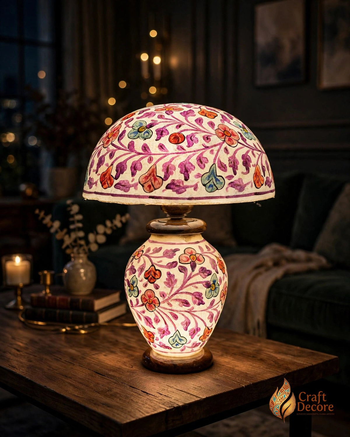 Floral Mashroom Camel Skin Lampshade