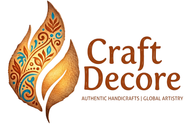 Logo of Craft Decore with decorative leaves on a white background